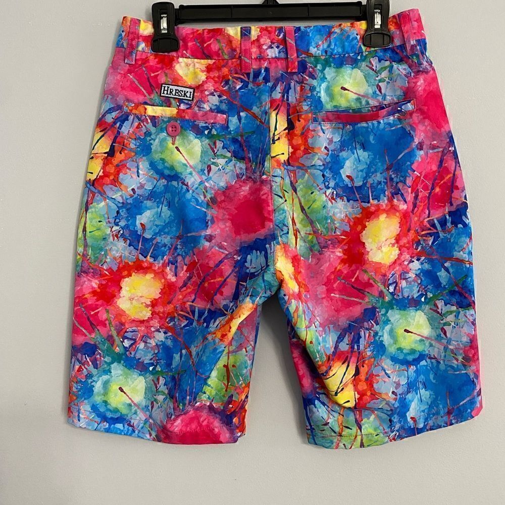 HRESKI Explosion of Color Golf Shorts Men Size 30 - Picture 8 of 8